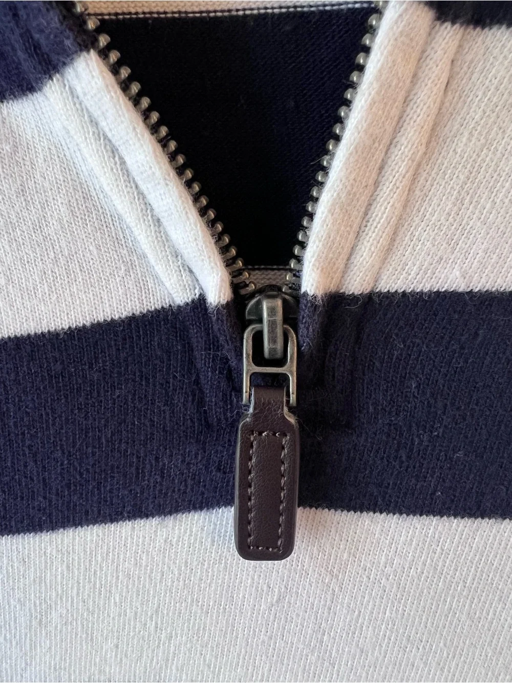 J.Crew Mercantile Women’s Navy White Striped Half Zip Pullover 100% Cotton